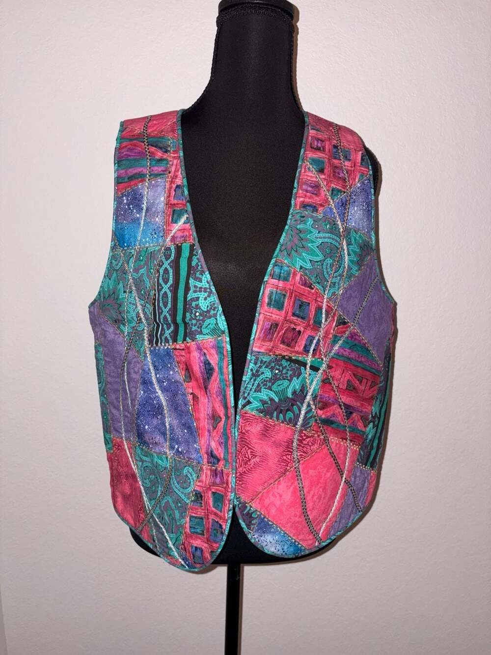 Vintage Handmade Reversible Quilted Patchwork Art Vest
